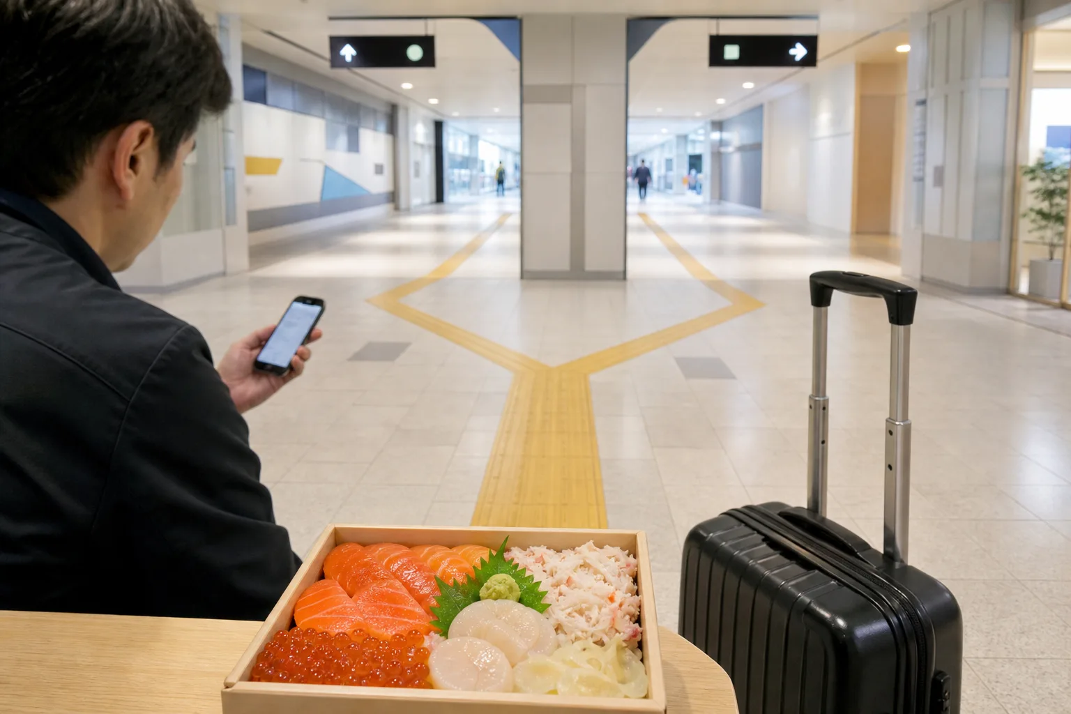 札幌駅から駅直結と徒歩圏の海鮮ランチ候補を選ぶイメージ