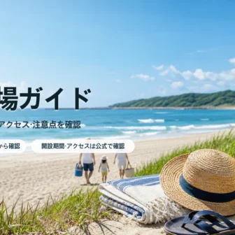 茨城の海水浴場ガイドをイメージした夏の太平洋沿いの海岸風景