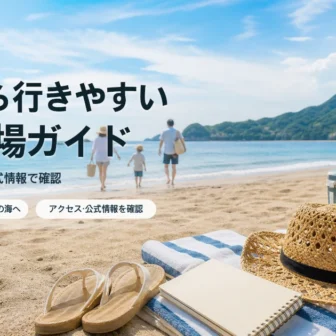 群馬から近隣県の海へ向かう夏のルートをイメージした抽象イラスト