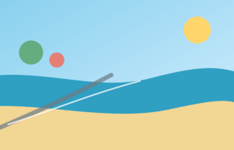 群馬から近隣県の海へ向かう夏のルートをイメージした抽象イラスト