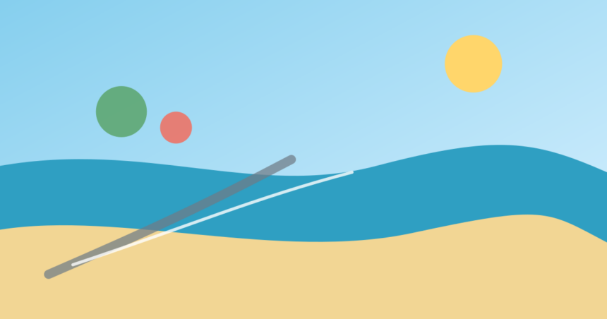 群馬から近隣県の海へ向かう夏のルートをイメージした抽象イラスト