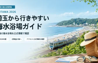 埼玉から近隣県の海へ向かう夏のルートをイメージした抽象イラスト