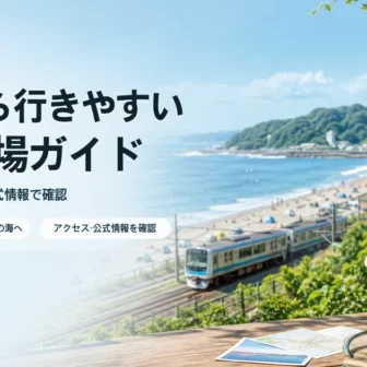 埼玉から近隣県の海へ向かう夏のルートをイメージした抽象イラスト