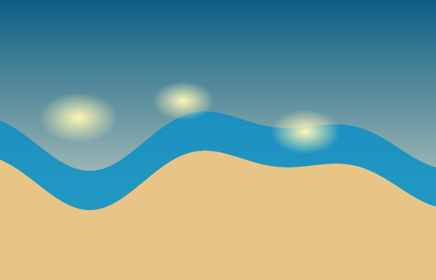 新潟の日本海沿岸で海水浴場を選ぶ夏の抽象イメージ