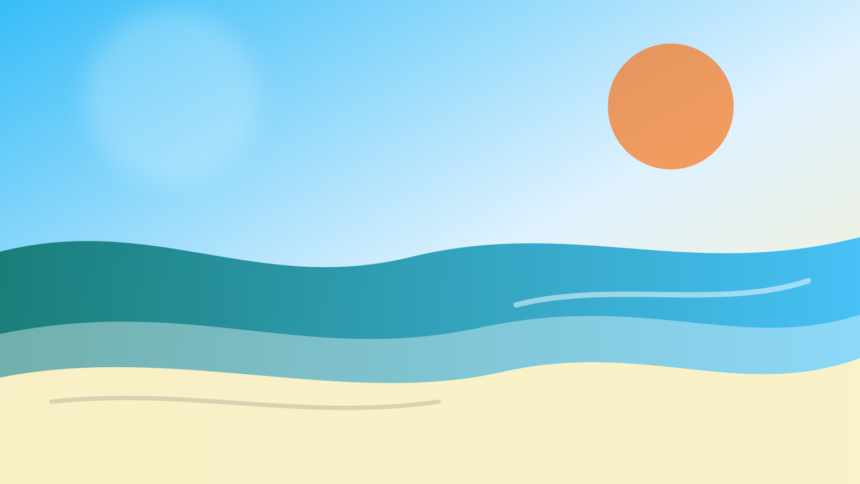 福岡県内で海水浴場を選ぶ夏の抽象イメージ