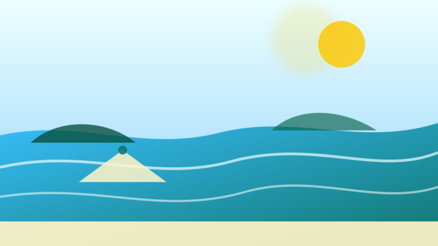 鹿児島の海水浴場を本土と離島に分けて考える夏の抽象イメージ