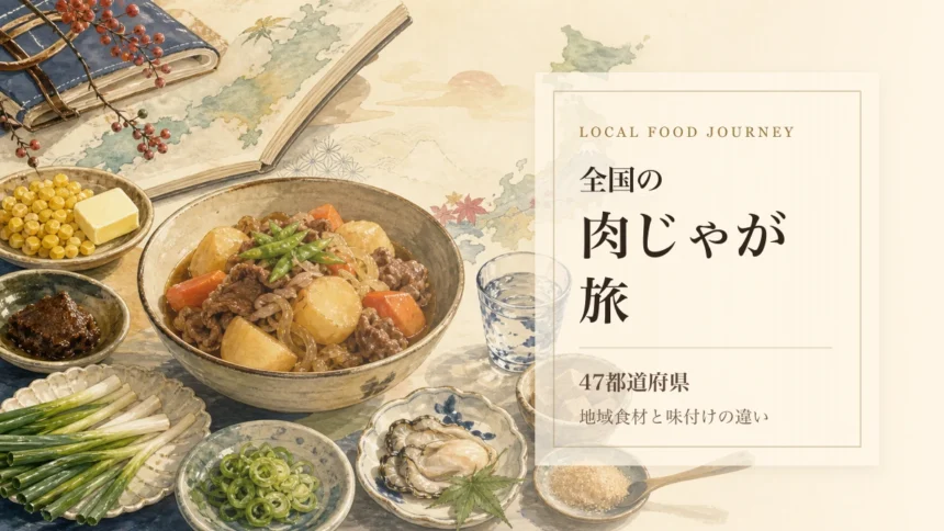 全国の肉じゃが旅と地域食材の違いを伝えるアイキャッチ