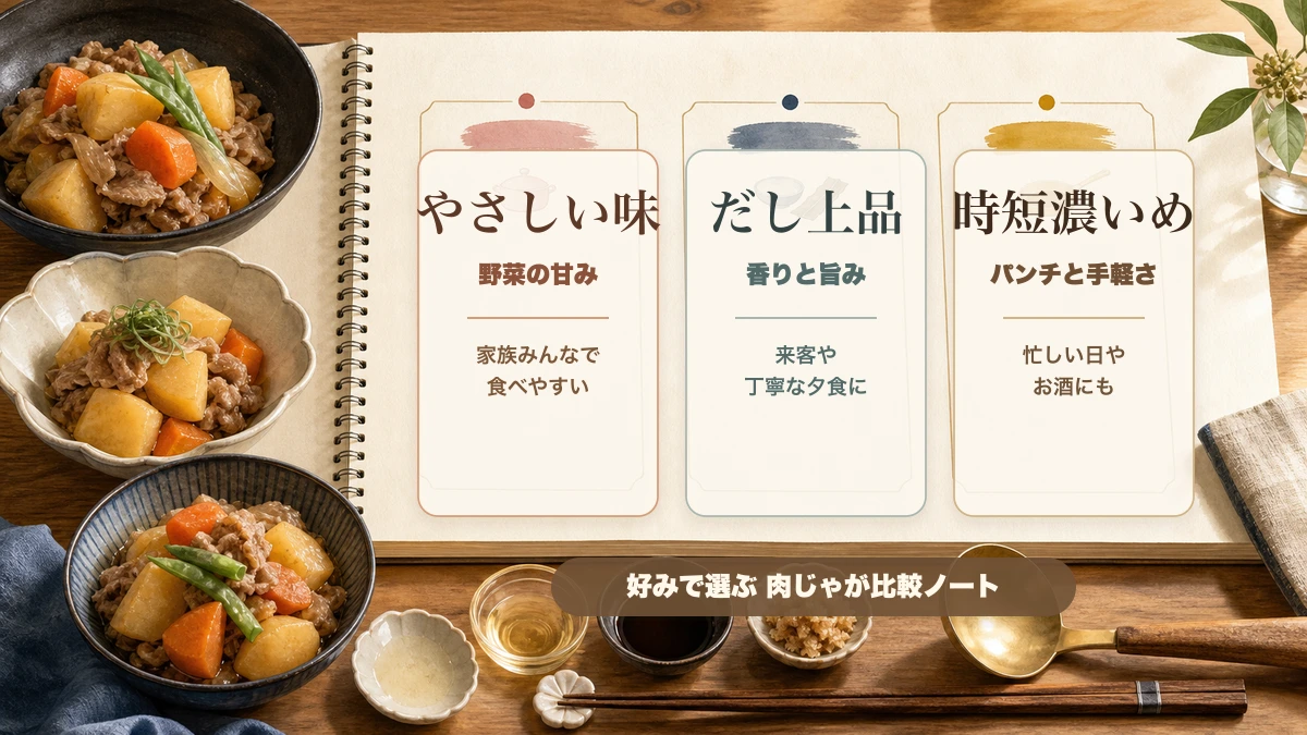 肉じゃがレシピをやさしい味・だし上品・時短濃いめで選ぶ比較ノート