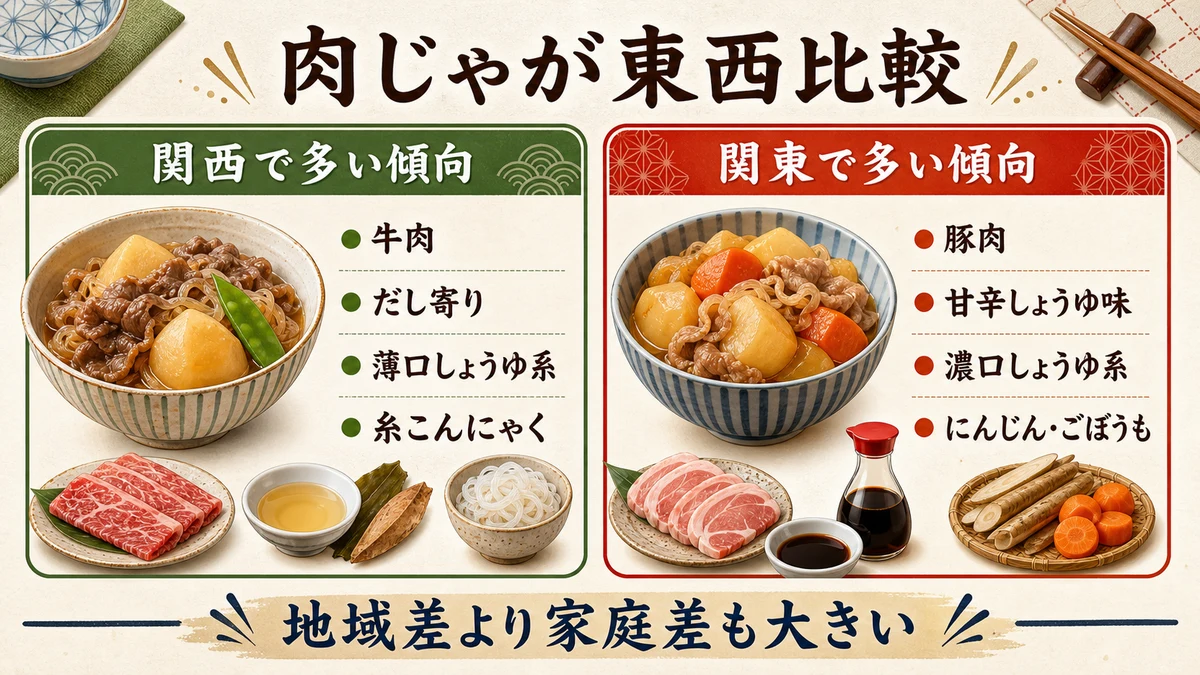 肉じゃが東西比較図解