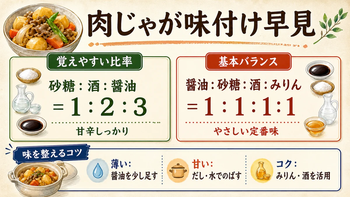 肉じゃが味付け早見図解