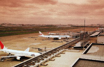 Aircraft at Haneda Airport viewed from the Terminal 2 observation deck