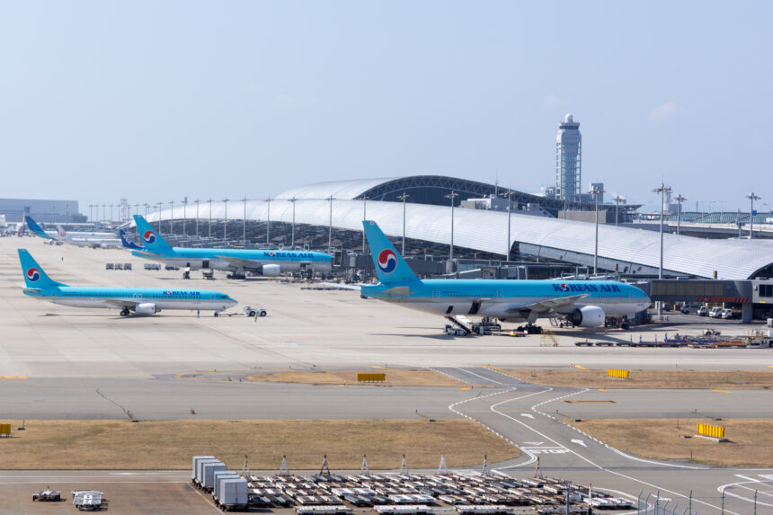 Kansai Airport Terminal 1 viewed from the Sky View observation hall