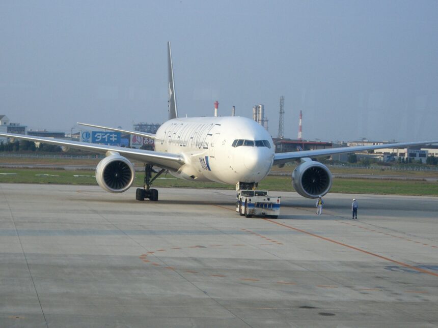 ANA aircraft on the apron at Matsuyama Airport