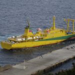 Tachibana Maru coming alongside Mikurashima Port in Tokyo islands
