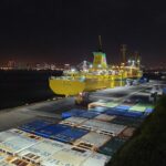 Tachibana Maru at Takeshiba Pier before an overnight Izu Islands sailing