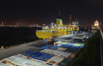 Tachibana Maru at Takeshiba Pier before an overnight Izu Islands sailing