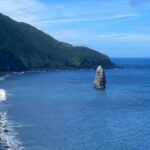 Fudeshima rock standing in the sea off Izu Oshima