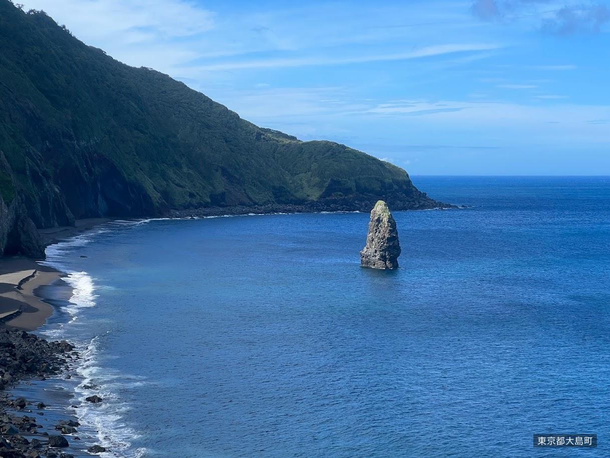 Fudeshima rock standing in the sea off Izu Oshima