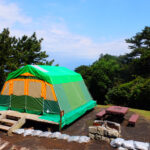 Tent site at Umi no Furusato Mura on Izu Oshima