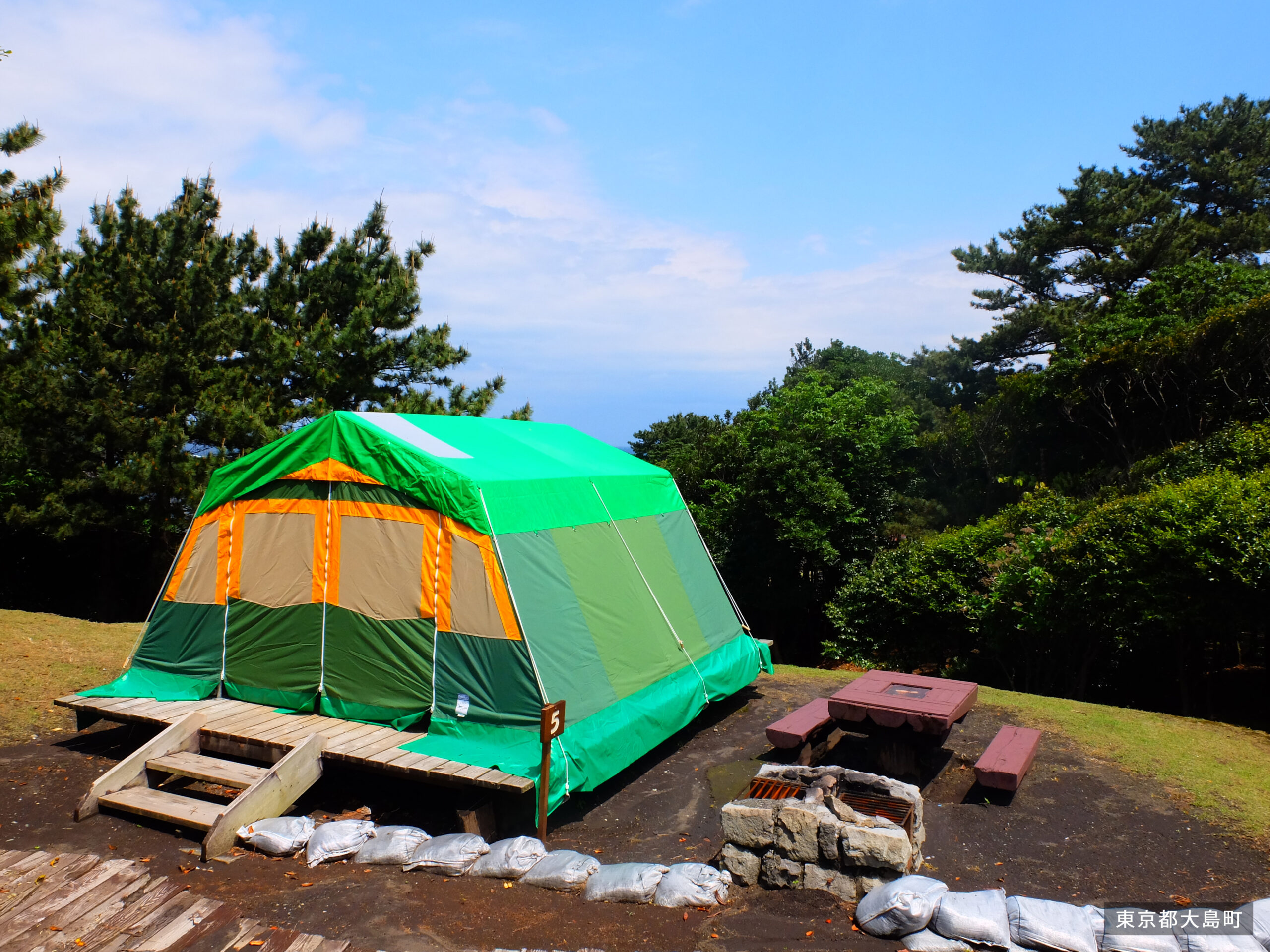 Tent site at Umi no Furusato Mura on Izu Oshima