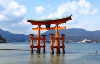 Itsukushima Shrine torii gate on Miyajima Island