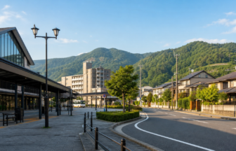 駅前と住宅地と山が近い地方都市の生活動線