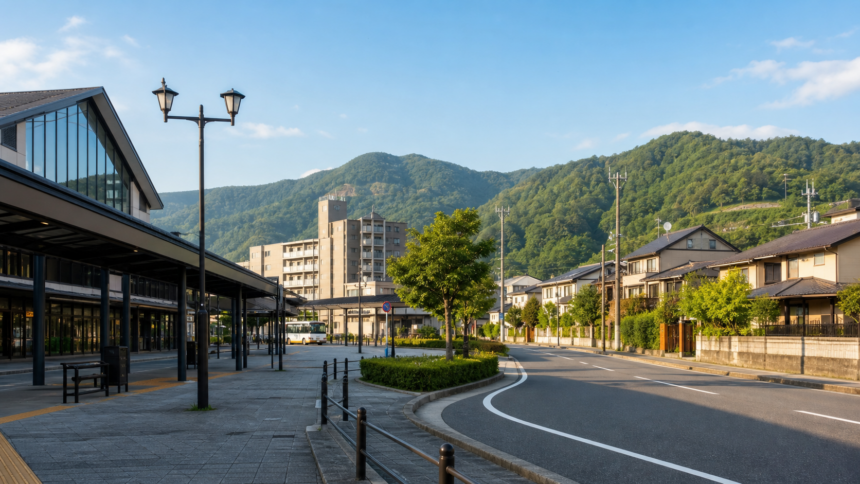 駅前と住宅地と山が近い地方都市の生活動線