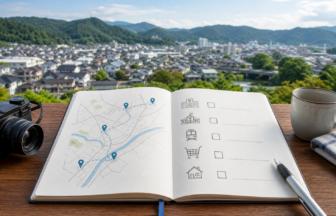 移住先の下見で生活動線を確認する地図とチェックリスト