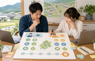 夫婦で地方移住後の仕事と家計と生活分担を計画する様子