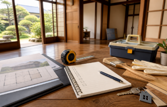 空き家や古家のDIY範囲と修繕計画を整理するイラスト