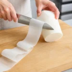 大根を薄い帯状に長くむく桂むきの手順