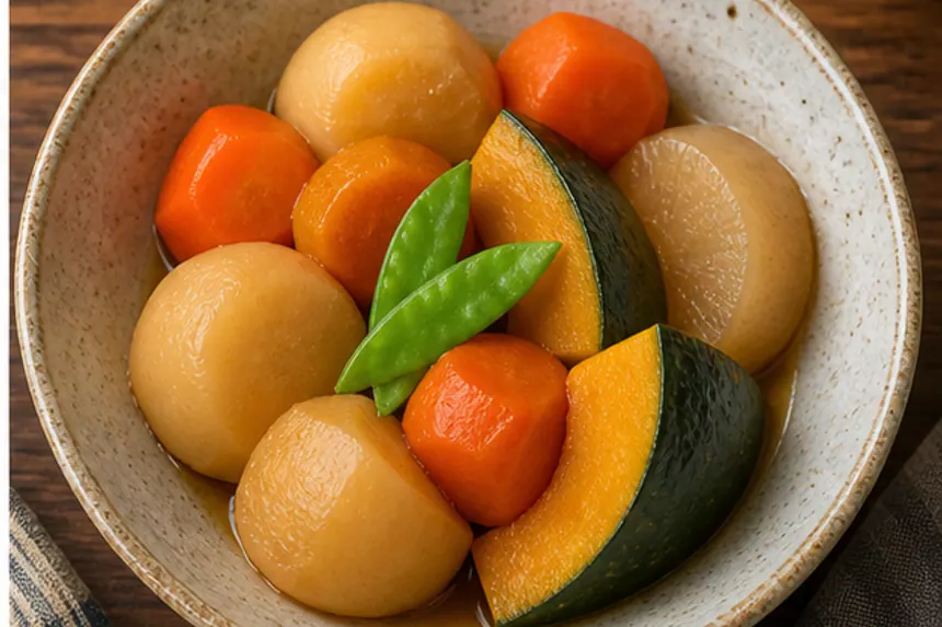 面取りした根菜を煮物に使うイメージ