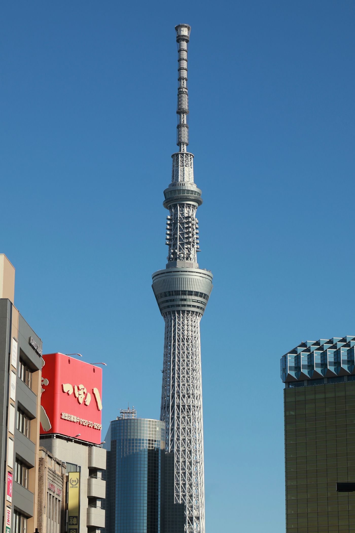 晴れた日の東京スカイツリーと墨田区の街並み