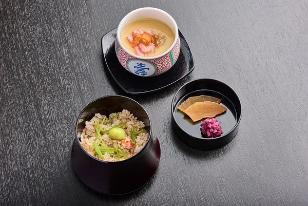 ホテル金沢「香箱蟹会席」蒸し物、御食事、香の物