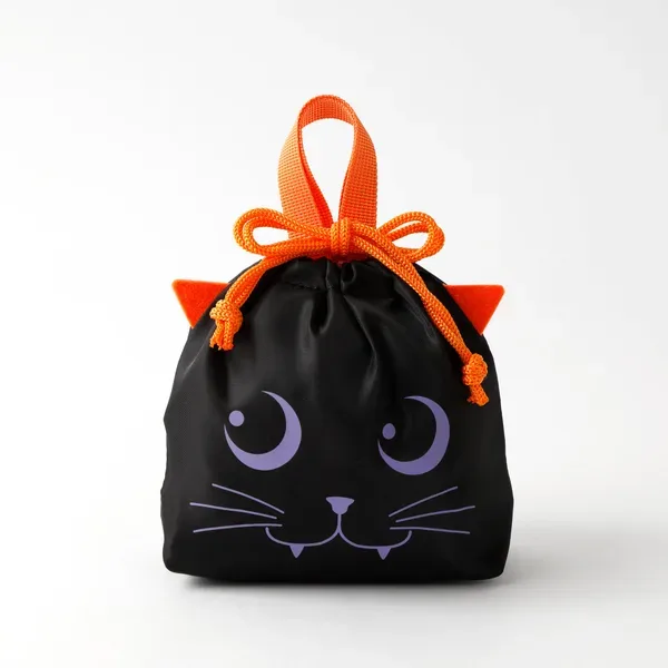 黒猫柄バッグの表面