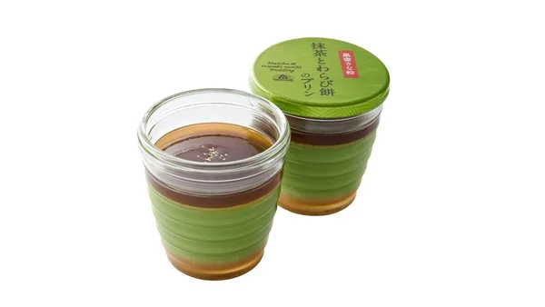 抹茶とわらび餅のプリン