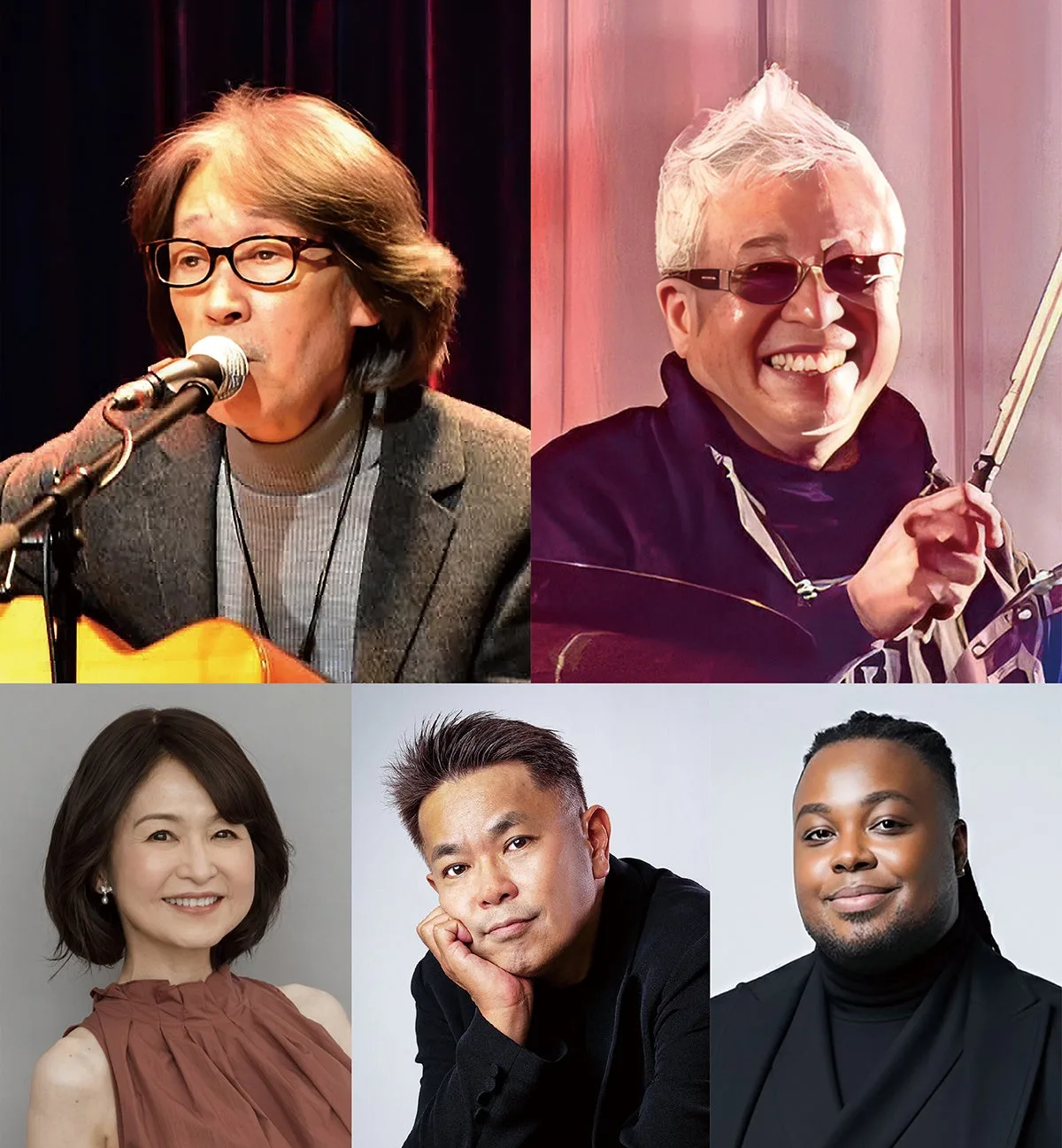 オフコース名曲トリビュートに出演する松尾一彦、大間ジロー、辛島美登里、中西圭三、クリス・ハート