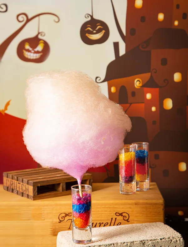 オレンジと紫のハロウィン綿あめ
