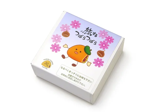 つばらちゃんのイラスト入り掛け紙をかけた「旅するつばらつばら」3個入BOX