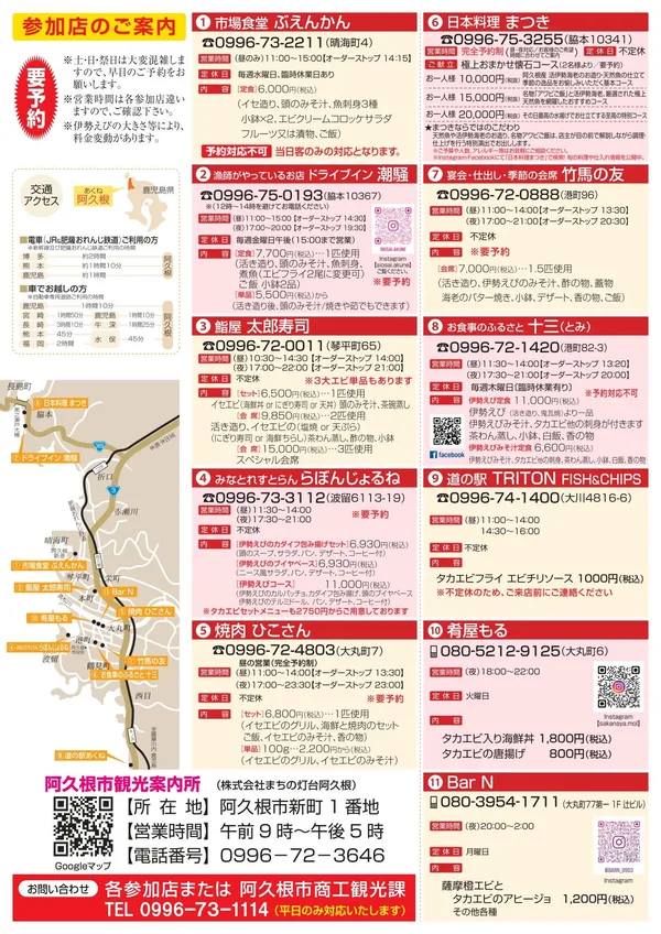 参加店舗一覧および市内のアクセスMAP