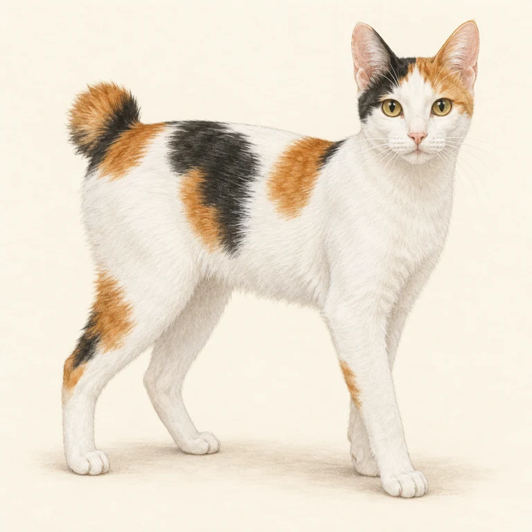 ジャパニーズボブテイルの外見の一例を描いたAI生成イラスト