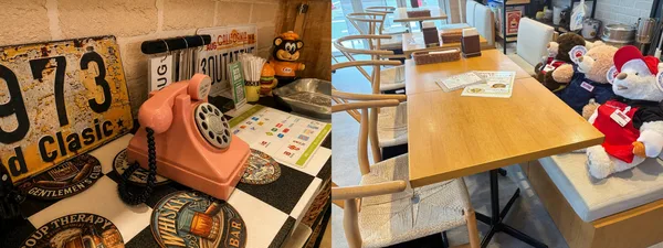 アメリカンな装飾の店内