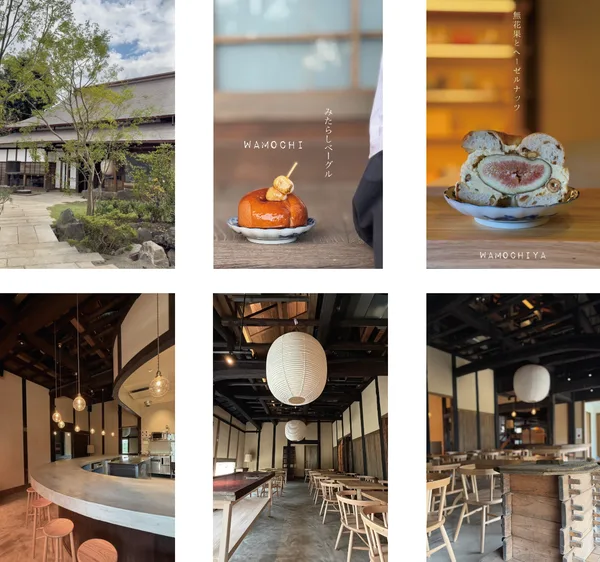 輪餅屋のもちもち和ベーグルと店内