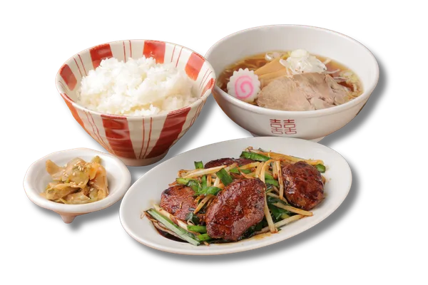 レバニラ炒め&中華そばセット