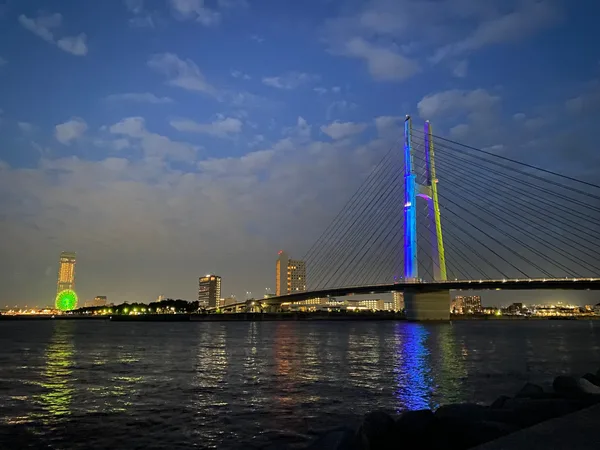 田尻漁港周辺の夜景(田尻町提供)