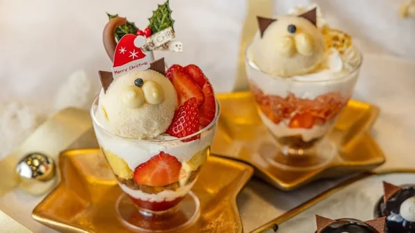 12/19~25限定スイーツ「ねこサンタパフェ」 ※画像左(イメージ)